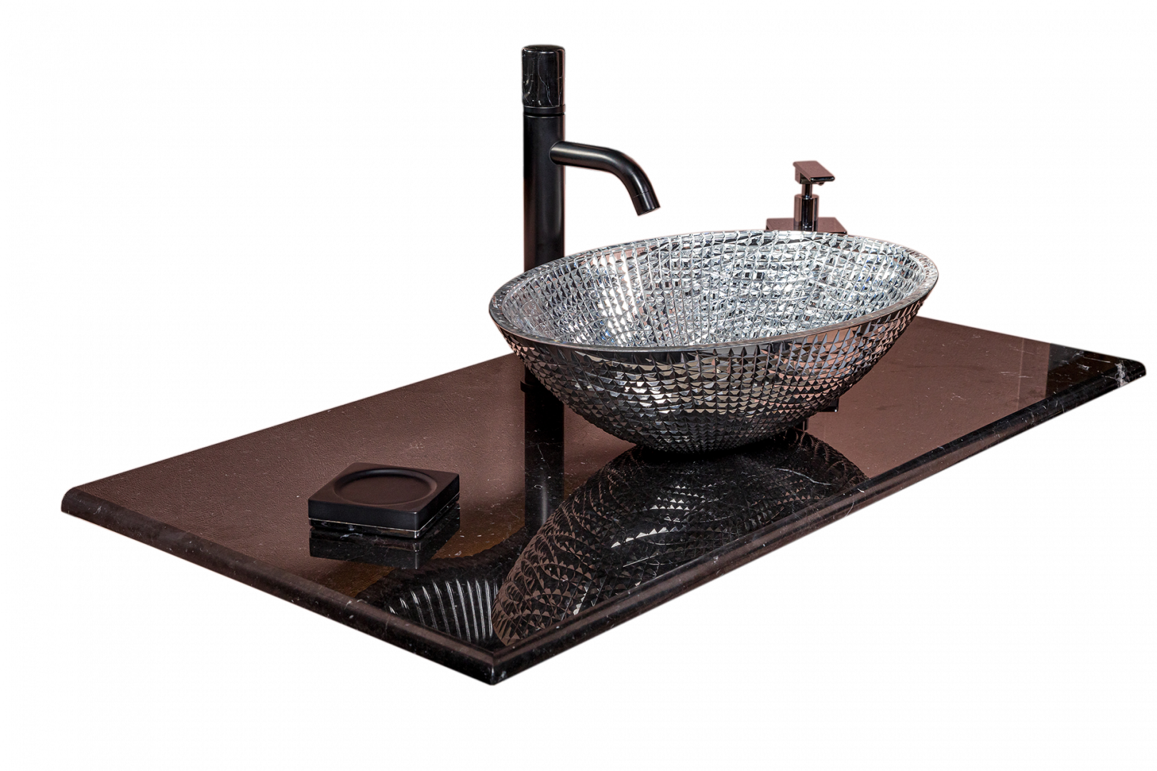 Столешница мрамор 101см Nero Marquina для раковин хрусталь, LV204 857-101-NM