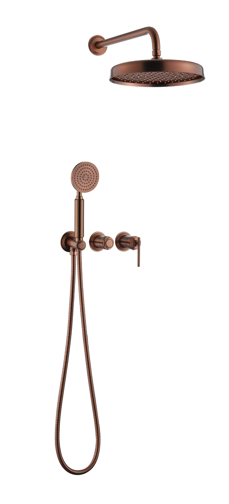 Смеситель встроенный + верхний+ ручной душ, ETERNA COPPER BRUSHED 174-CB