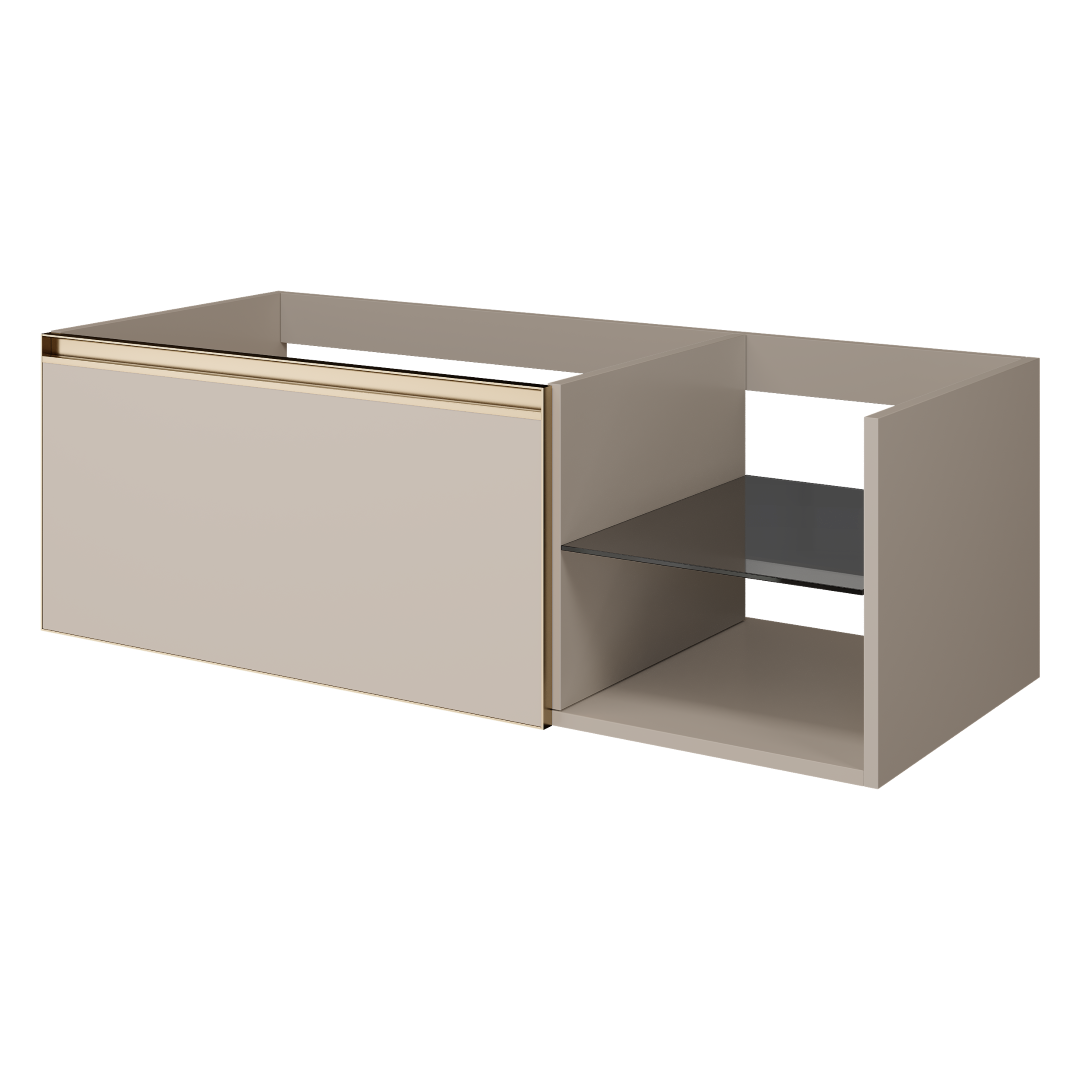 QUATRO 6 120см (80+40) тумба DAPHNE профиль MATT GOLD c подсветкой 790-M6-120-D-MG-LED