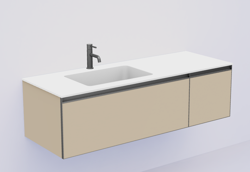 QUATRO 2 140см (100+40) тумба DAPHNE профиль ANTHRACITE c подсветкой 790-M2-140-D-A-LED