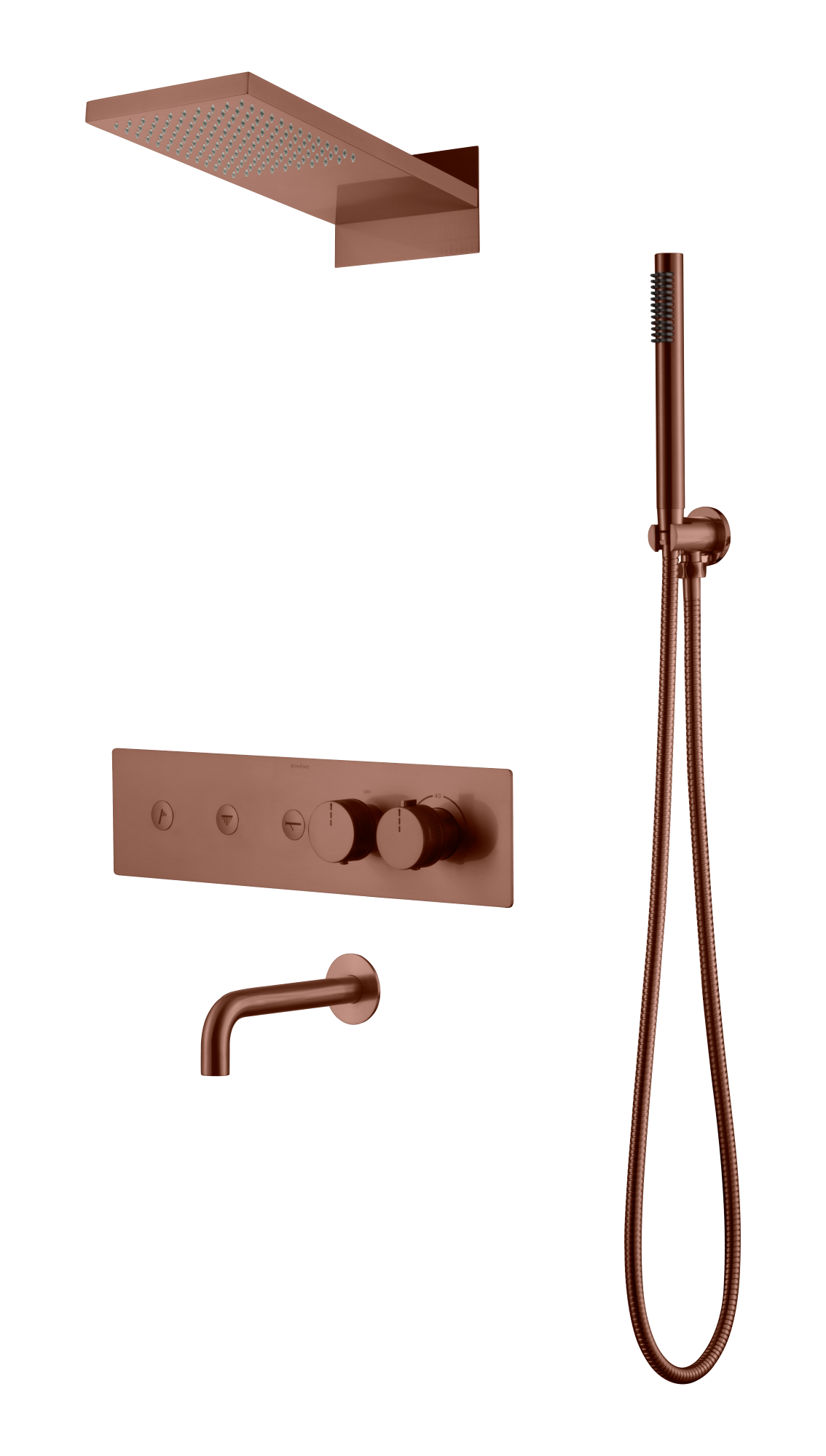 Встроенная душевая система FUSION с термостатом, трехпозиционная Brushed Bronze с изливом 131-2-BRB