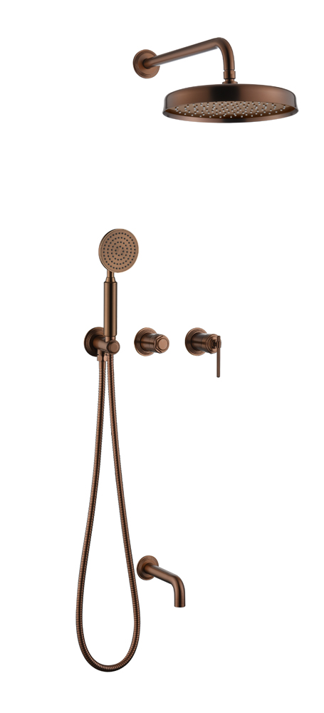 Смеситель встроенный + верхний + ручной душ + излив, ETERNA BRUSHED BRONZE 174-2-BRB