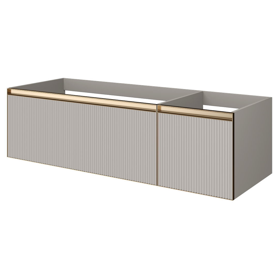 QUATRO 2 140см (100+40) тумба рифл CASHMERE FUGA профиль MATT GOLD 790-M2-140-CM-RIB-MG