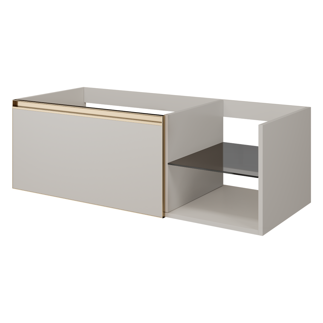 QUATRO 6 120см (80+40) тумба CASHMERE профиль MATT GOLD 790-M6-120-CM-MG