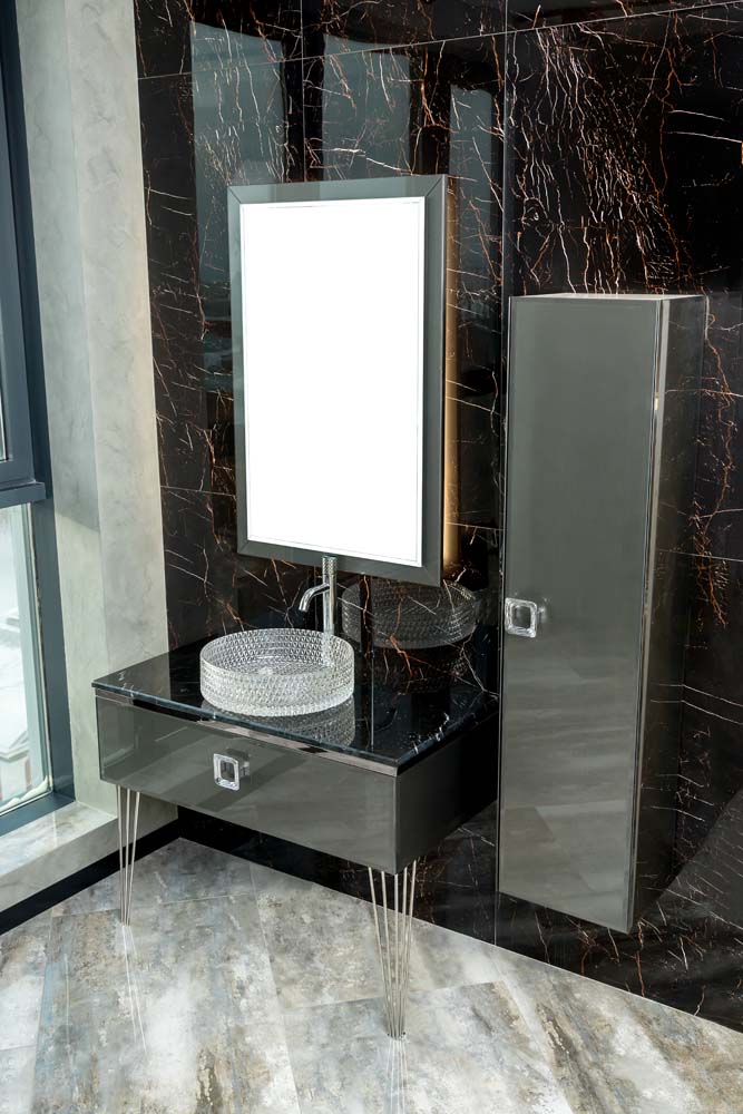 Столешница стекло 100см прямая Глянцевая Графит 853-100-GR