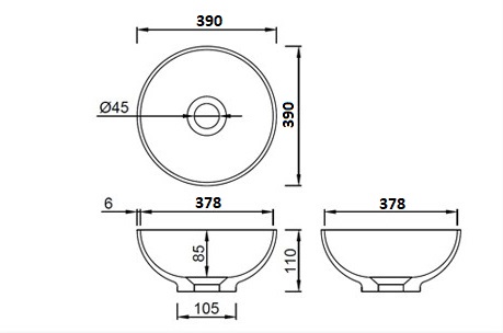 Раковина накладная Ø39 см ArmadiArt Corian Slim 879-39