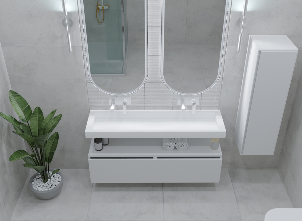 Раковина 140 см ArmadiArt Flat 859-140 продается только в комплекте с тумбой