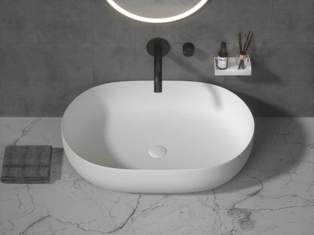 Раковина накладная 50 см ArmadiArt Corian Slim 879-50