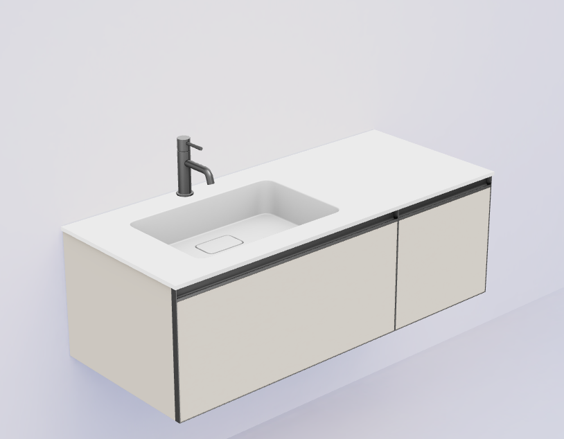 QUATRO 2 120см (80+40) тумба CASHMERE профиль ANTHRACITE c подсветкой 790-M2-120-CM-A-LED