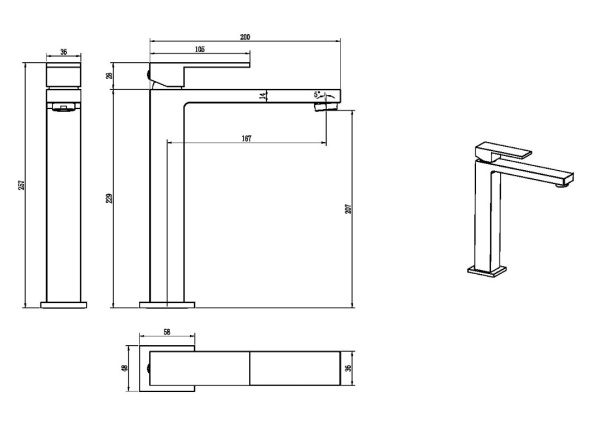 Смеситель для раковины Boheme Qubic 472-BRB