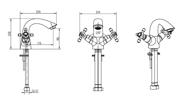 Смеситель для раковины Boheme Royal Cristal 291-Royal/CRST black