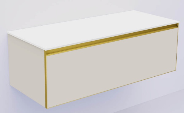 QUATRO 1 120CM тумба CASHMERE профиль MATT GOLD + внутр. подсв. 790-M1-120-CM-MG-LED
