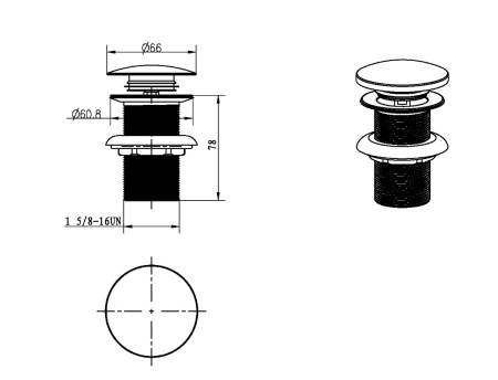 Донный клапан Boheme 612/2-BRB с переливом