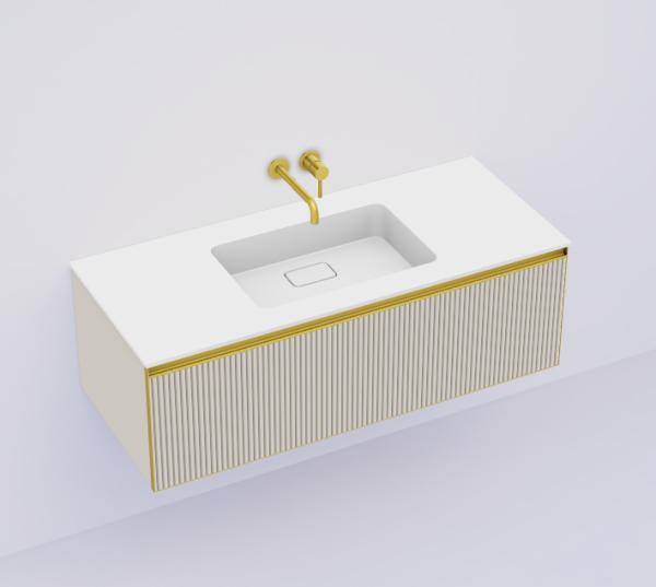 QUATRO 1 120CM тумба рифл CASHMERE профиль MATT GOLD + внутр. подсв. 790-M1-120-RIB-CM-MG-LED