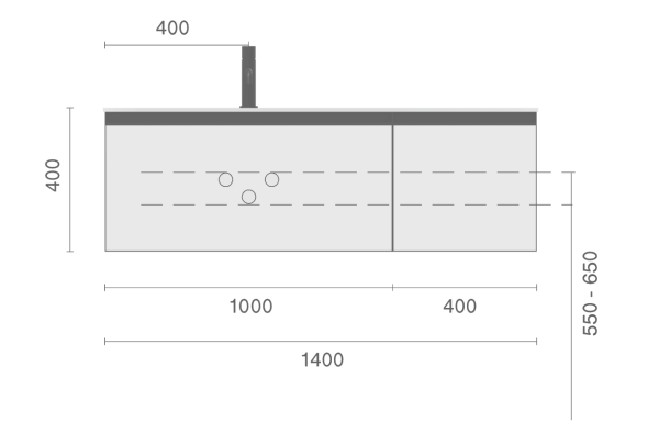 Тумба под раковину 140 см ArmadiArt Quatro 2 790-M2-140-OA-A