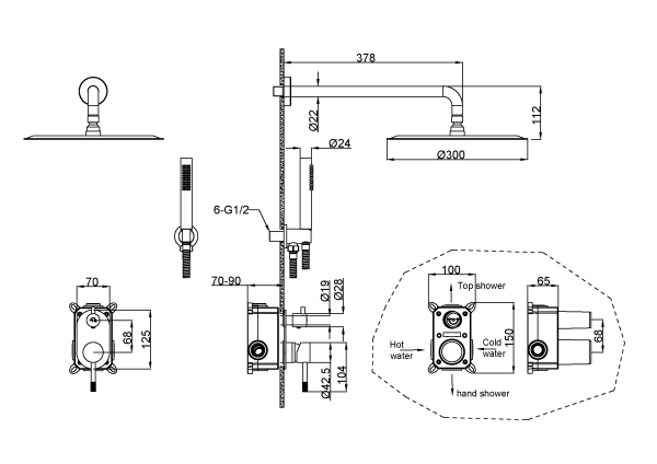 Встраиваемая душевая система Boheme Uno 464-CB