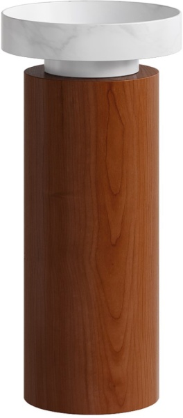 Раковина Ø40 см на пьедестале ArmadiArt Sole Corian 801-CLCT+801-Base-Rwood