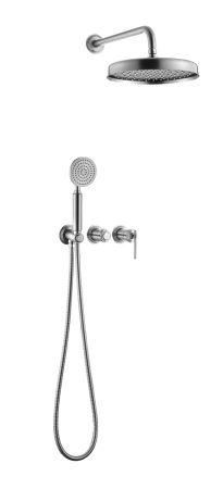 Смеситель встроенный + верхний+ ручной душ, ETERNA NICKEL BRUSH 174-NB