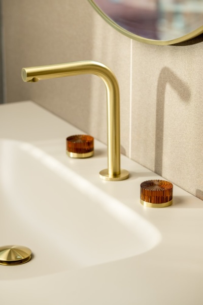 Смеситель из стены AURA на 3 отв. MATT GOLD STELLA AMBER 152-MG-ST-AMBER