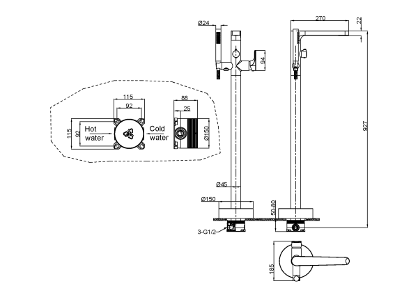 Смеситель для ванны Boheme Spectre 459-B