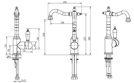 Смеситель для раковины Boheme Medici 302-BLC