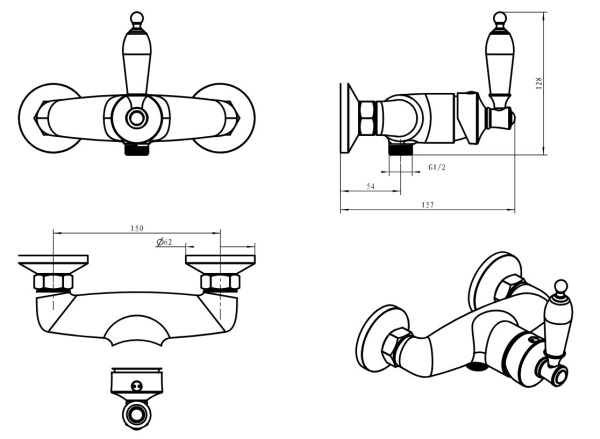 Смеситель для душа Boheme Vogue 224-MR-W