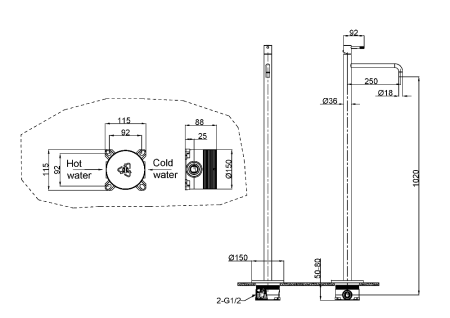 Смеситель для раковины Boheme Uno 107-GM