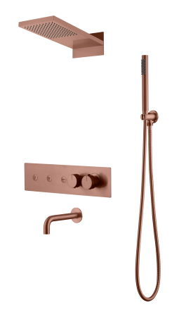 Встроенная душевая система FUSION с термостатом, трехпозиционная Copper Brushed с изливом 131-2-CB