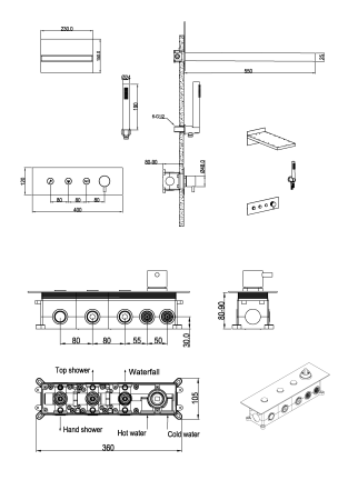 Встроенная душевая система FUSION, трехпозиционная Nikel Brush 130-NB