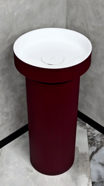 Раковина Ø40 см на пьедестале ArmadiArt Sole Corian 801-R-BUR+801-Base-R-BUR