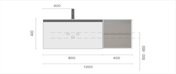 QUATRO 6 120см (80+40) тумба DAPHNE профиль MATT GOLD c подсветкой 790-M6-120-D-MG-LED