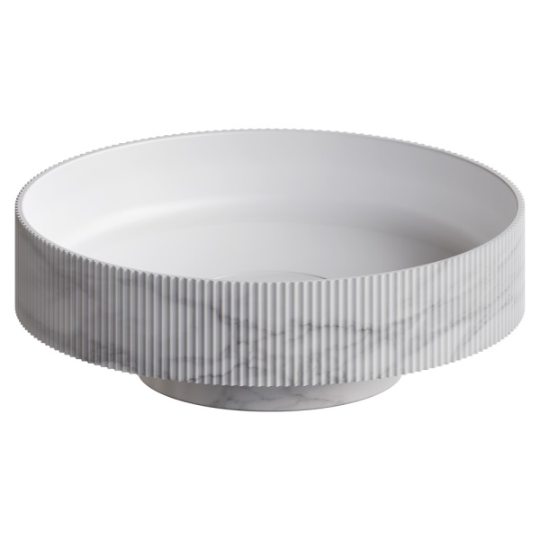 Раковина накладная рифленая SOLE Corian 400*130 Calacatta 801-R-CLCT