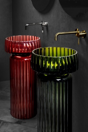 Раковина круглая рифленая, полиэфирная GLOW цвет TRANSPARENT OLIVE 810-RIB-G-OL