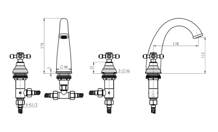 Смеситель для раковины Boheme Royal Cristal 317-Royal/CRST black