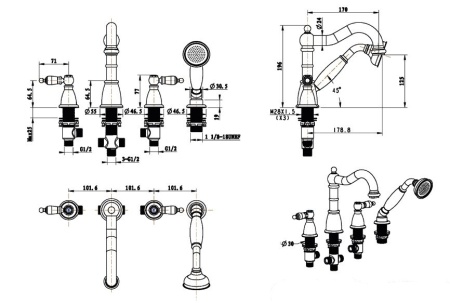Смеситель на борт ванны Boheme Royal 395-Royal