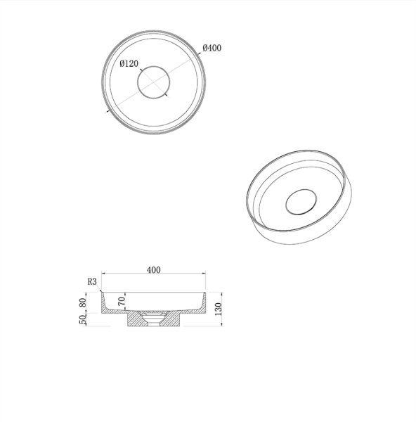 Раковина накладная рифленая SOLE Corian 400*130 Calacatta 801-R-CLCT