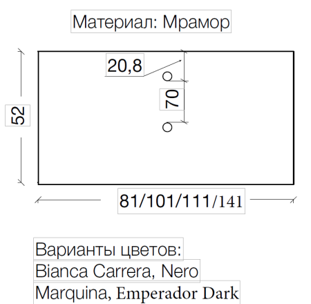 Столешница мрамор 101см Black Toros под LV-6 чашу 857-101-BT