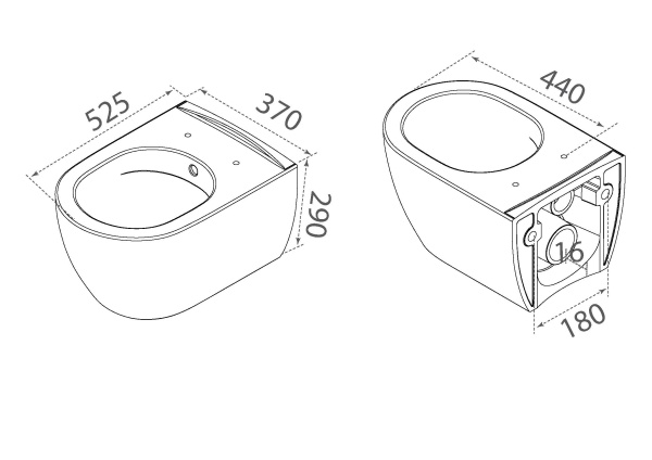 Nero подвесной унитаз черный матовый с крышкой 961-SET-B