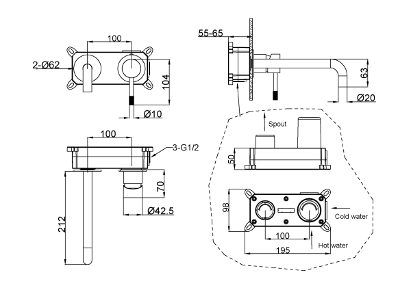 Смеситель для раковины Boheme Uno 465-CB