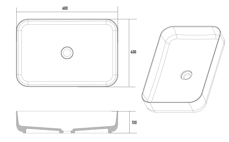 Раковина накладная 60 см ArmadiArt Corian Slim 879-60-MW