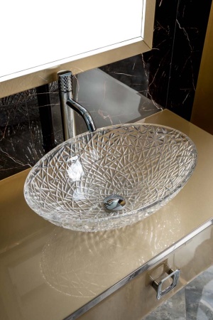 Столешница стеклянная 100 см ArmadiArt Lucido 853-100-Light Gold