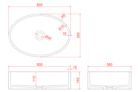 Раковина накладная 50 см ArmadiArt Canale 878-WM
