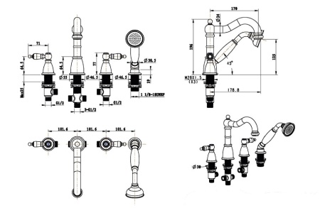 Смеситель на борт ванны Boheme Royal 396-Royal