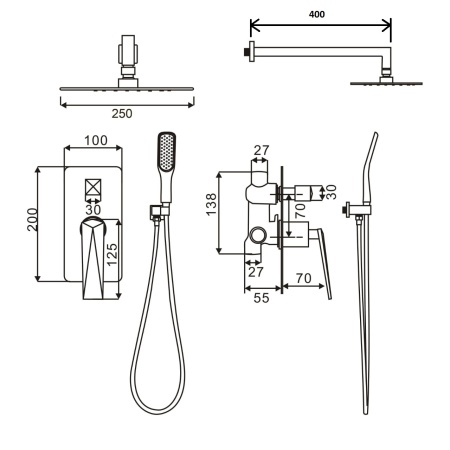 Встраиваемая душевая система Boheme Venturo 374-SGM