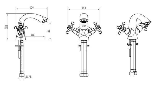 Смеситель для раковины Boheme Royal 271-Royal