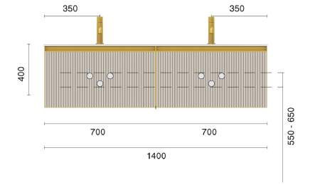 QUATRO 2 140см (70+70) тумба рифл LUNA профиль ANTHRACITE + внутр. подсв. 790-M2-140(70+70)-R-L-A-L