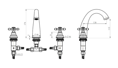 Смеситель для раковины Boheme Tradizionale 297-MR-W