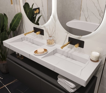 Раковина 140 см ArmadiArt Flat 859-140-CLCT продается только в комплекте с тумбой