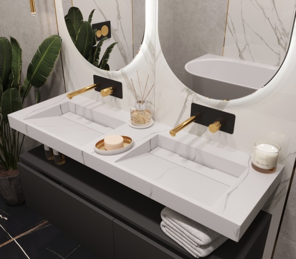 Раковина 140 см ArmadiArt Flat 859-140-CLCT продается только в комплекте с тумбой