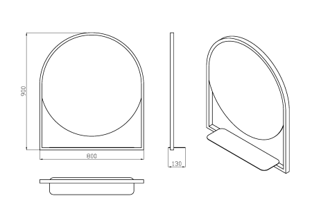 Зеркало с подсветкой и полочкой 80х90 см ArmadiArt Vallessi 550/2